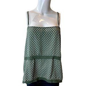 Alison Jay Women Camisole Tank Top Lace Detail Geometric Spaghetti Strap Green S